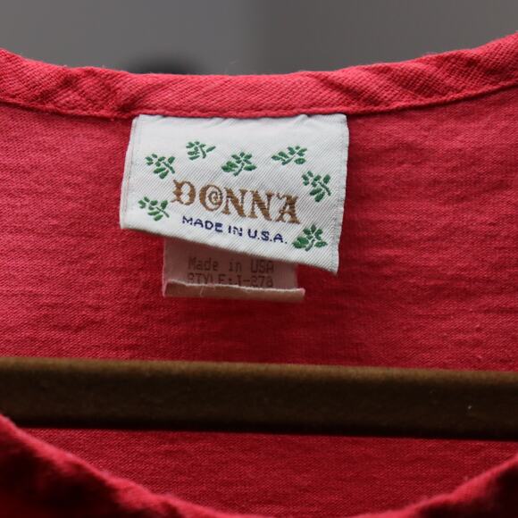 Vintage Donna Embroidered Rose Long Sleeve Cotton Maxi Dress M - Picture 5 of 6